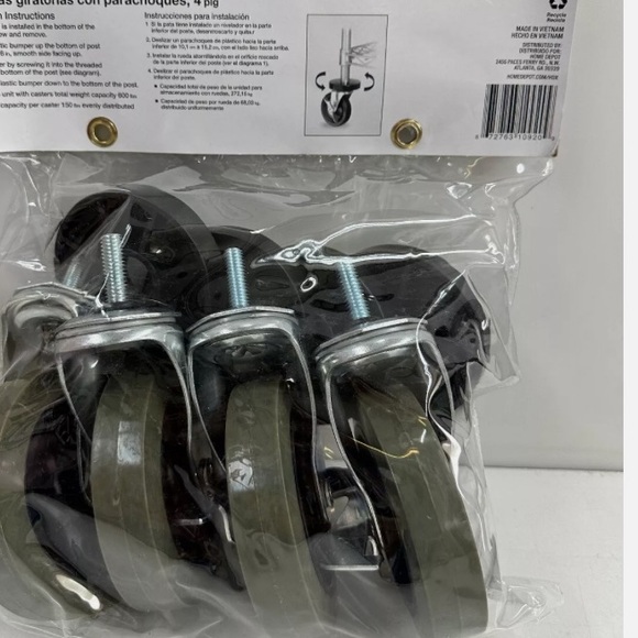 HDX 4 in 4-Piece Swivel Casters with Bumpers - Picture 8 of 13